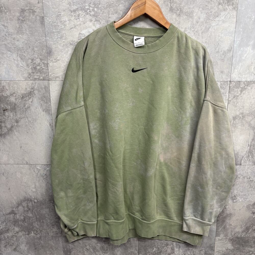Vintage Nike Center Swoosh Crewneck Sweatshirt Green Faded Y2K Men’s Large